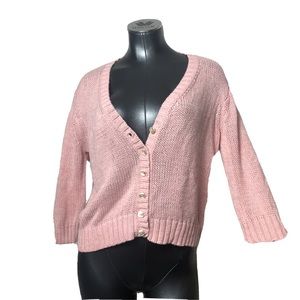 Wooden Ships Cropped Fit Cardigan Knit Sweater